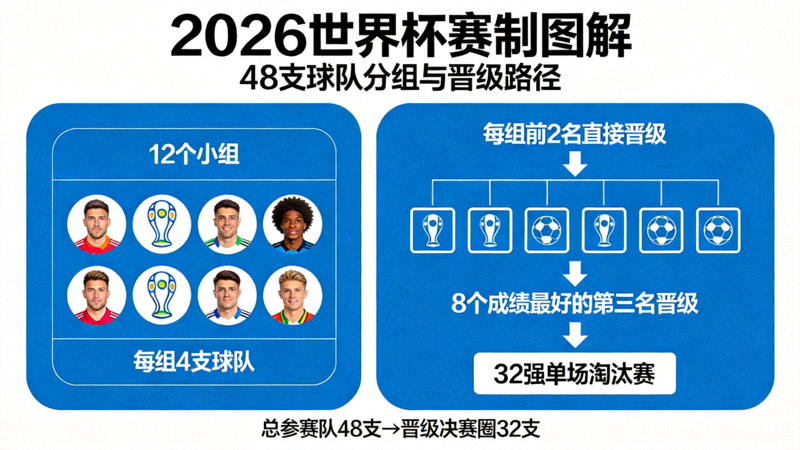 2026世界杯赛制图解 - 48支球队分组与晋级路径